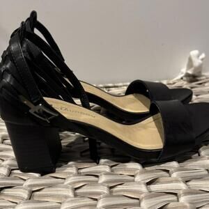 CL by Laundry Black Strappy Block Heel Sandals